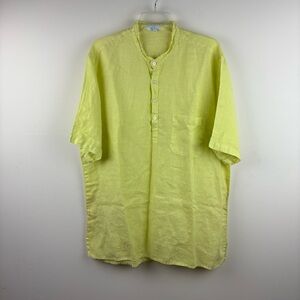 Moraitis 100% Linen short sleeve top bright yellow size XXL
